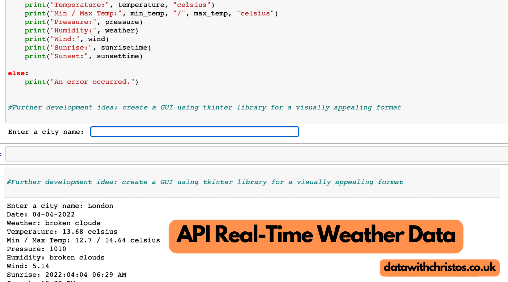 API Real-Time Weather Data